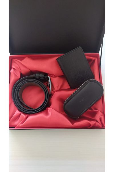 Grande 1414 Genuine Leather Men Wallet Hky High Quality Keychain Men's Set