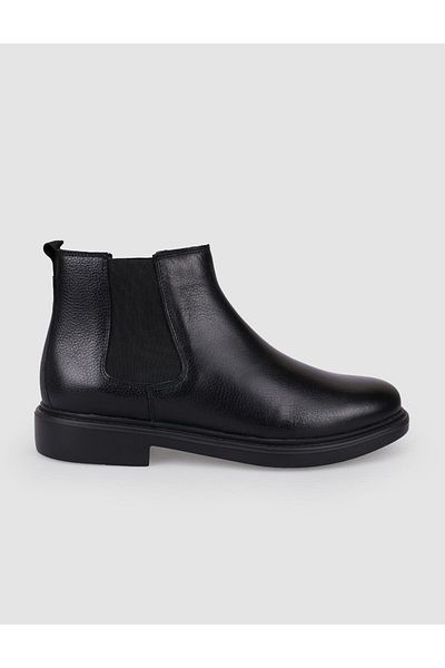 Cabani 100% Genuine Leather Black Elastic Men's Casual Boots