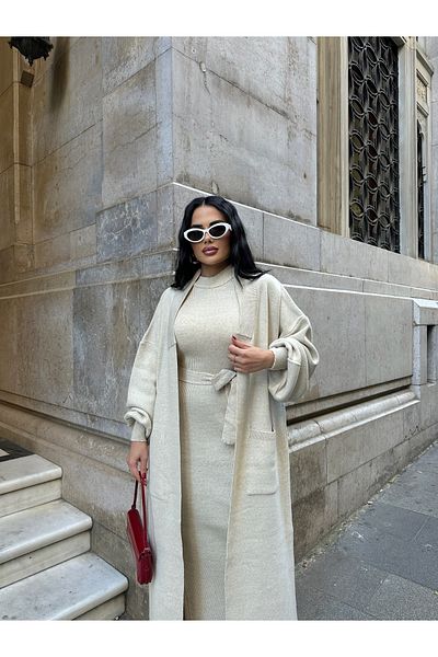 newmisal Women's Double Pocket Cardigan Set
