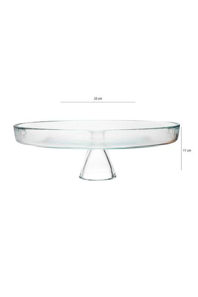 HERITAGE Transparent Glass Presentation Plate with Feet 33 cm Large Size