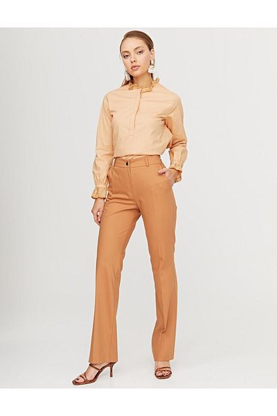 Kayra Παντελόνι με σωλήνα σκούρο μπεζ Basic - SZ 19502