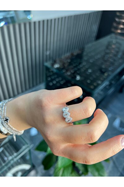 925Silver 3 taşlı damla yüzük