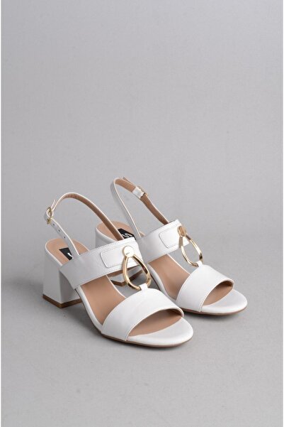 SEÇ KUNDURA SEÇ 6302 - Γνήσιο δέρμα Λευκό Σανδάλι με τακούνι (Ύψος τακουνιού: 6 cm)