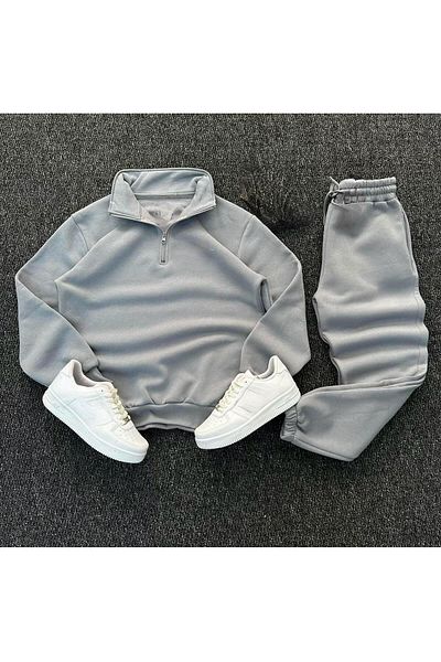 woonkey Unisex Half Zipper Tracksuit Set 3 Thread Cotton New Season