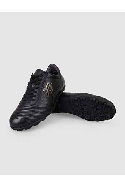 Cabani %100 Hakiki Deri Siyah Bağcıklı Erkek Halı Saha Ayakkabısı