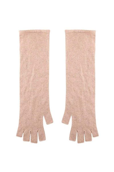 RİVUS Wool Blended Cut Fingers Long Knitwear Gloves - Beige