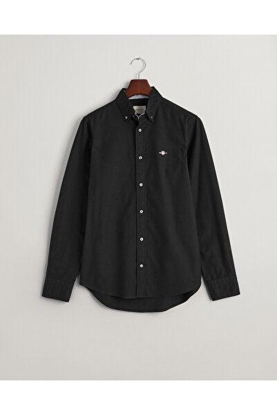 Gant Erkek Siyah Slim Fit Düğmeli Yaka Gömlek