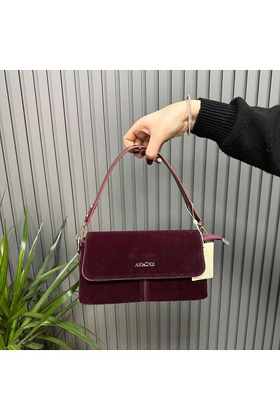 Armine Burgundy Suede Bag - Ar34704 Model