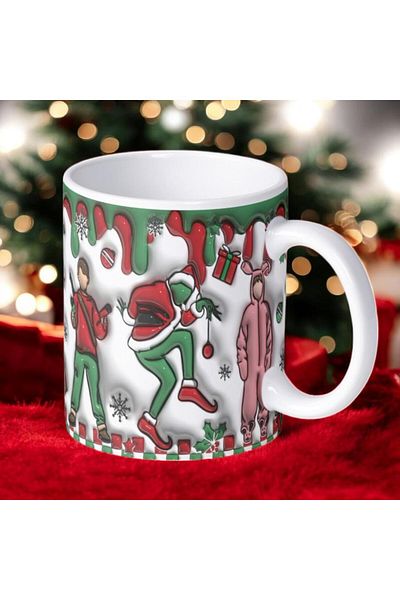 Touz Moda كوب Grinch ثلاثي الأبعاد مطبوع عليه عيد الميلاد للعام الجديد