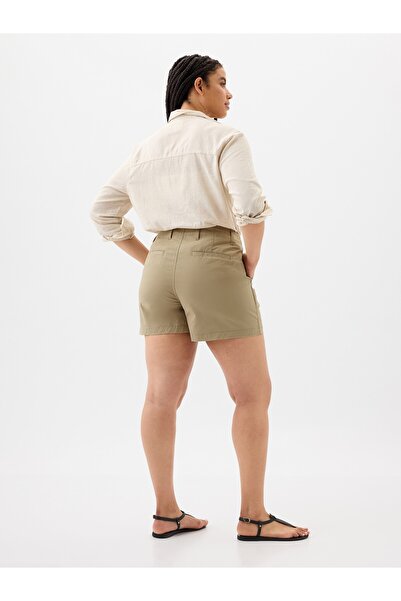 GAP Kadın Kahverengi Mid Rise Downtown Khaki Şort