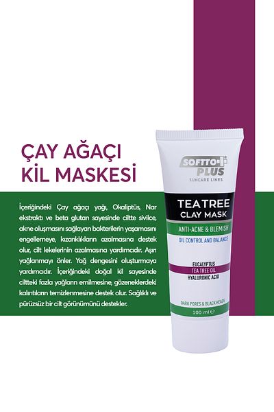 Softto Plus 100 ML Tea Tree Acne and Acne Clay Mask