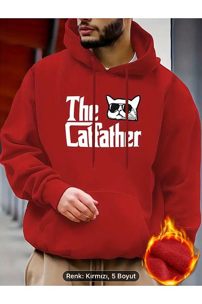 NEW TRENDY COLLECTİON Trend New Season Printed Kangaroo Pocket Winter and Autumn Hooded Sweatshirt