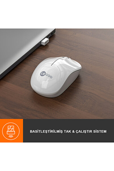 Lecoo Ws206 Kablosuz 1200dpı 3 Tuşlu Optik Mouse Beyaz