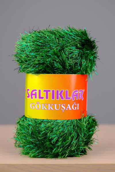 SALTIKLAR Gökküşağı Simli Yumoş Premium Simli Sakallı Ip 100gr/110m Yeşil-41