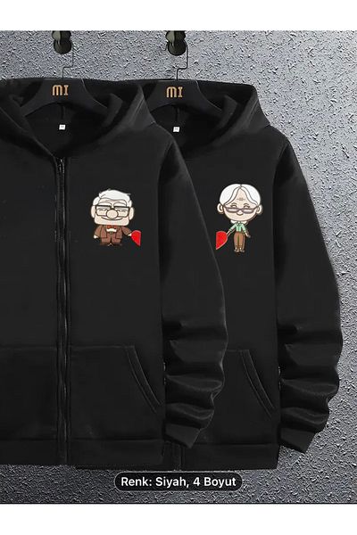 NEW TRENDY COLLECTİON Up Look Colorful Side Pocket-Length Zipper-Length Lover Combination 2-Pack Sweatshirt