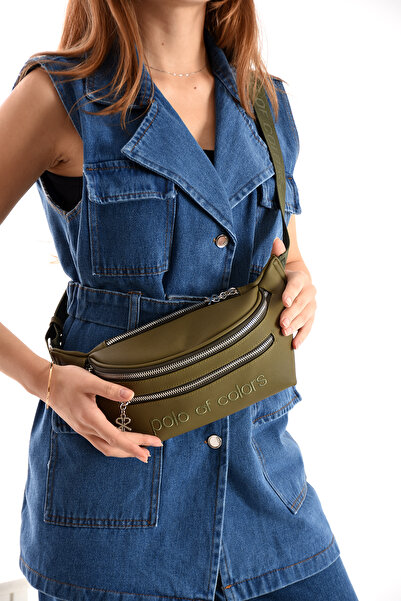 Polo Of Colors Impolo Miya Lkkhaki Green Texture Print Sports Women's Waist Bag 17X40 Size