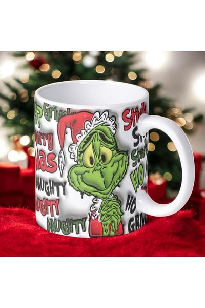 Touz Moda كوب Grinch ثلاثي الأبعاد مطبوع عليه عيد الميلاد للعام الجديد