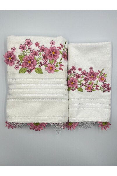 Şatilli Handmade İğne oyalı 3d Nakışlı kadife Analı-kızlı 50x90 yüz& 30x50 mu...