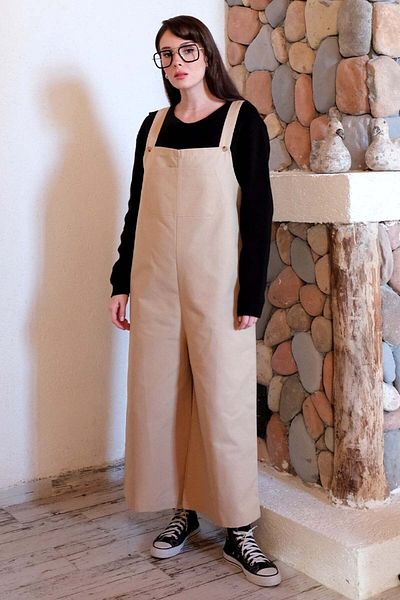 Ceylan Otantik Cream Linen Salopet Jumpsuit
