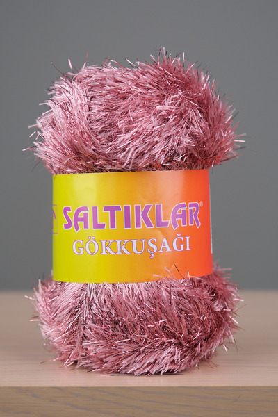 SALTIKLAR Gökküşağı Simli Yumoş Premium Simli Sakallı Ip 100gr/110m Gül-28