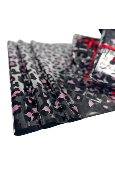 weloveis Luxury Metallized Leopard Print Black&Pink Color Gift Wrapping Paper-0,28Mic(Thin)55X55Cm-20Pages