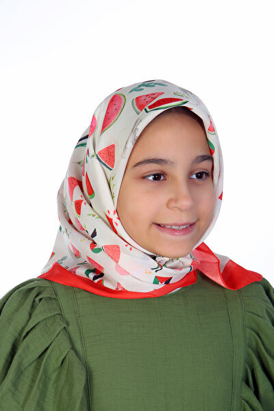 Yusa Baby Kids Tesettür Kız Çocuk Filistin Karpuzlu Desen Eşarp Çocuk Eşarp 2...