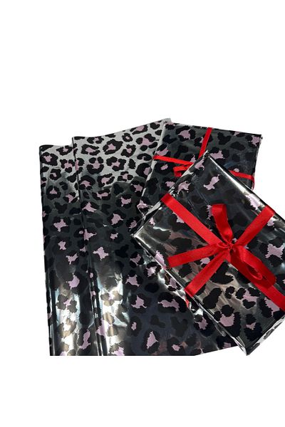 weloveis Luxury Metallized Leopard Print Black&Pink Color Gift Wrapping Paper-0,28Mic(Thin)55X55Cm-20Pages
