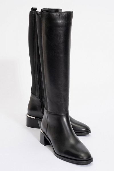 LuviShoes Жіночі черевики з натуральної шкіри ROCHOS Black Skin Strec