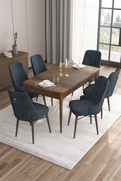 Canisa Concept Are Serisi 80x132 Mdf Açılabilir Barok Ahşap Desen Masa Takımı...