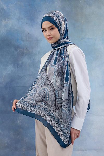İpekhan Şal din voal indian albastru - 5006-01