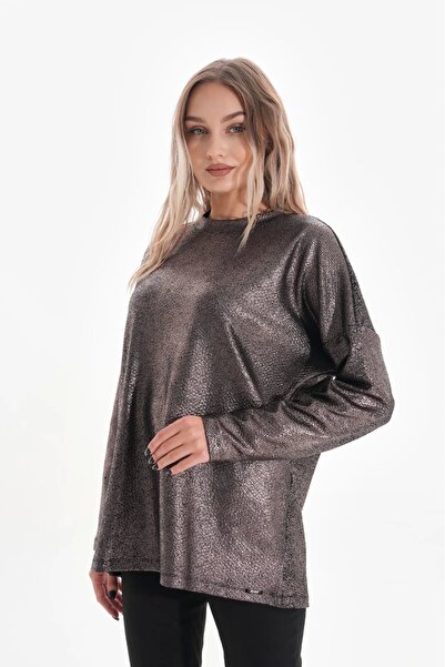 ayakuydur Kadın Kahverengi Parlak Bluz