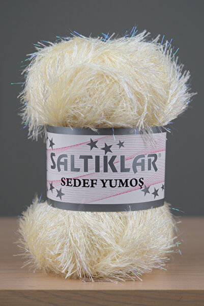 SALTIKLAR Sedef Simli Yumoş Premium Simli Sakallı Ip 100g/110m Ekru-65