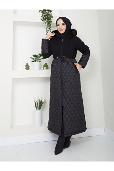 GLR&GYM ILIM KADIN BÜYÜK BEDEN KAŞE DETAYLI KAPİTONE MONT