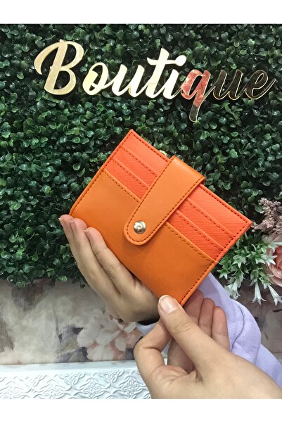 Çanta Trend محفظة نسائية برتقالية مع حامل بطاقات ومقصورة للنقود