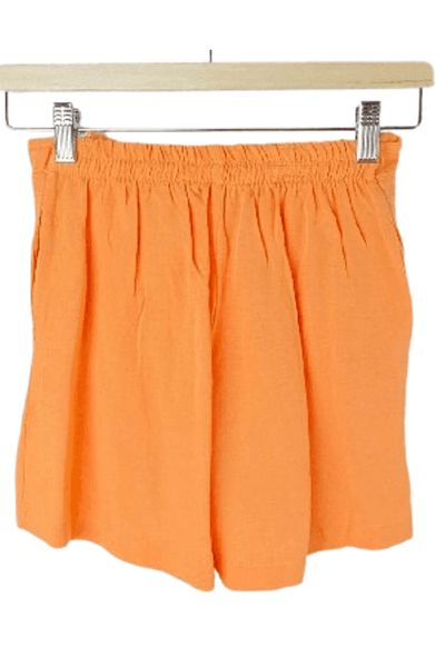 nk kids Girls' Salmon Shorts – Wrinkled Linen, Summer with Pockets, Elastic and Laces