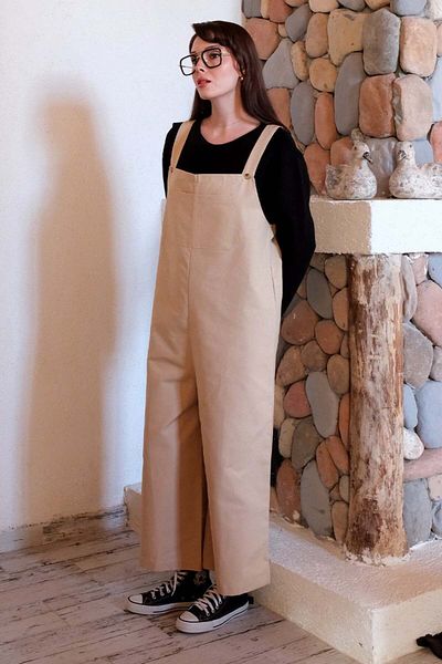 Ceylan Otantik Cream Linen Salopet Jumpsuit