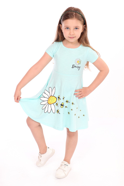 Toontoy Rochie Daisy cu imprimeu pentru fetiță, cu bust și fustă