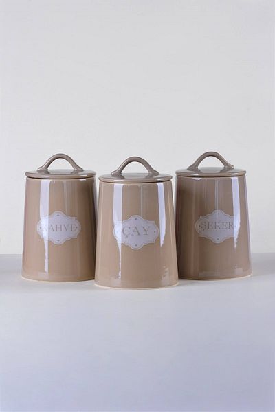 Glore Mink Ceramic 3-Piece Jar - Spice Holder Set