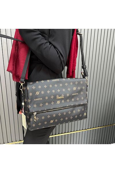 Armine Black Printed Bag - Ar24105
