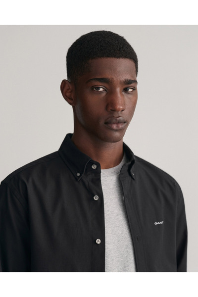 Gant Erkek Siyah Regular Fit Düğmeli Yaka Oxford Gömlek