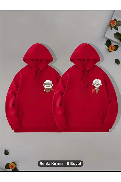 NEW TRENDY COLLECTİON Colorful Kangaroo Pocket and Hooded Lover Combination Sweatshirt - Pack of 2