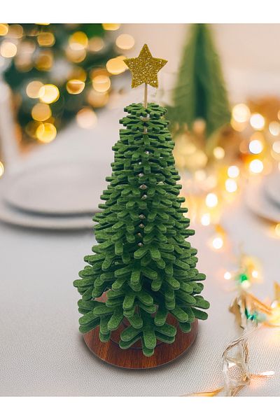 Artikel Green Felt Christmas Tree, Decorative Christmas Ornament, Tabletop Christmas Tree (28 cm)