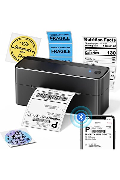 Phomemo PM-241-BT Bluetooth+USB Termal Yazıcı Gri Siyah, Barkod/Adres/Posta E...