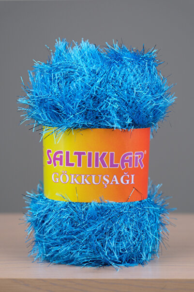 SALTIKLAR قوس قزح لامع ناعم فاخر لامع اللحية 100 جرام / 110 م فيروزي - 03