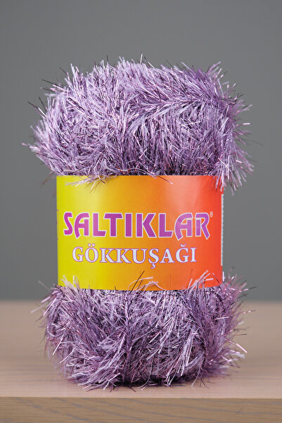SALTIKLAR Gökküşağı Simli Yumoş Premium Simli Sakallı Ip 100gr/110m Lila-09