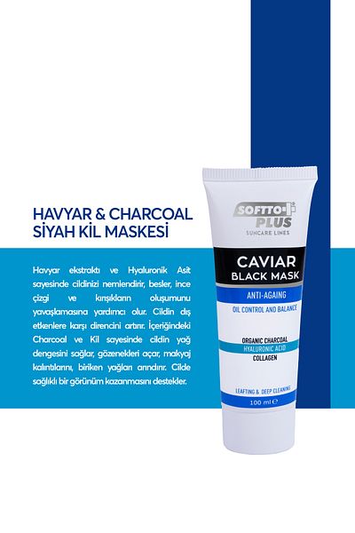 Softto Plus HAVYAR 100 ML Black Mask - Anti-Aging, Oil Control and Balancing