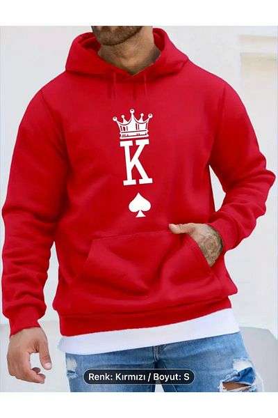 NEW TRENDY COLLECTİON K Printed Hooded Sweatshirt, Comfortable Hooded Sweatshirt for Men