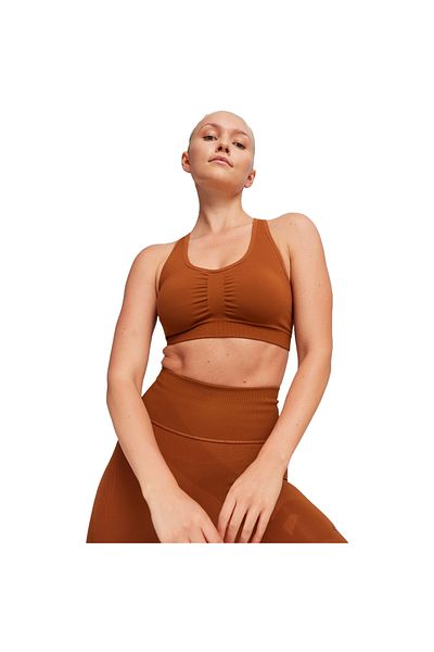 Puma Γυναικείο σουτιέν Puma 4keeps Shapeluxe Seamless - Teak, Καφέ