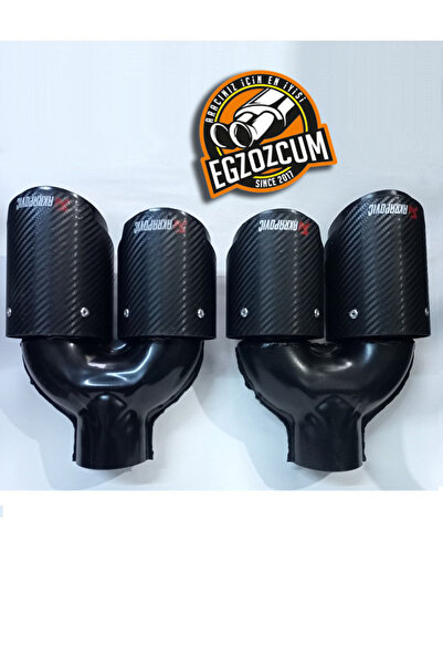 EGZOZCUM Akrapovic 90 Mm Uyumlu Çift Çıkış Sag Sol Takım Karbon Kaplama Egzoz...
