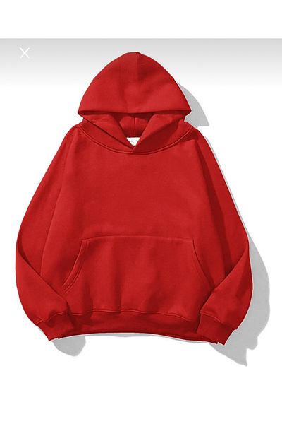 NEW TRENDY COLLECTİON Red-Blue 2-Piece Top Quality Kangaroo Pocket 3 Yarn Raised Lace-Up Sweatshirt